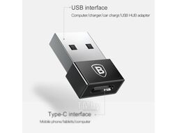 Переходник Baseus USB А Male to Type-C Female 2.4A черный CATJQ-A01