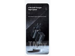 Сетевое зарядное USAMS US-CC137 T41 47W GaN (А+С) Mini (EU) черное CC137TC01