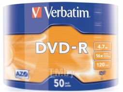 Оптический диск DVD-R 4.7Gb 16x Verbatim DLP Matt Silver по 50 шт. в плёнке 043788