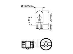 Автолампа (871150048141228) для грузовых а/м, W3W, 24V, 3W, W2,1X9,5d, Standard PHILIPS 13256CP
