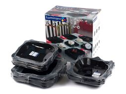 Набор тарелок стеклокерамических "Authentic Black" 18 шт. 20,5/22/26 см (арт. E5251, код 131655)