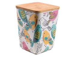 Банка для сыпучих продуктов бамбуковая "Птицы" 11*11*14,5 см (арт. BP1111-M-17003, код 177905)