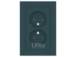 Розетка двойная без заземления с рамкой, Изумруд Schneider Electric ATN000820