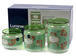 Набор банок для сыпучих продуктов стеклянных "Mint Green" 3 шт. 500/750/1000 мл (арт. P9215, код 212361)