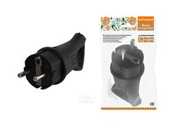 Вилка с ушком каучук 2Р+РЕ 16А 250В IP44 серии "Народная" SQ0612-0032