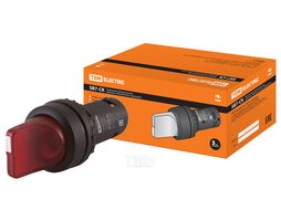 Переключатель на 3 положения с фиксацией SB7-CK3465-220V короткая ручка(LED) d22мм 1з+1р красный TDM SQ0746-0067