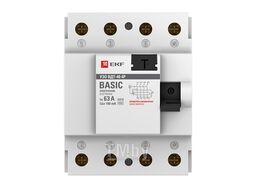 Устройство защитного отключения УЗО ВДТ-40 4P 63А/100мА (электронное) EKF Basic