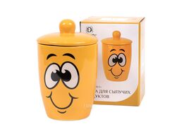 Банка для сыпучих продуктов керамическая "Smile" 9,9*9,9*14,9 см/550 мл (арт. L2520870, код 079466)