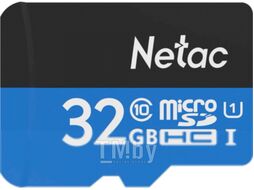 MicroSDHC 32GB Class 10 UHS-I Netac P500 Standard с адаптером