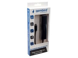 Концентратор USB 3.0 Gembird UHB-C364, 4 порта, Type-C, с доп питанием