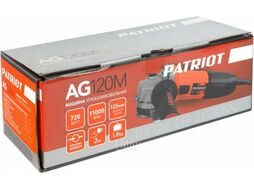 Машина углошлифовальная (УШМ) PATRIOT AG 120M, тонкий корпус, пылезащищенная. 720 Вт, Диск 125 мм PATRIOT 110301206