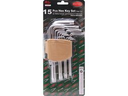 Набор ключей TORX Г-образных с отверстием, 15пр. (Т6Н, T7H, T8H, T9H, Т10Н, Т15Н, Т20Н, Т25Н, Т27Н, Т30Н, Т40Н, Т45Н, Т50Н, Т55Н, Т60Н) в пластиковом держателе Rock FORCE RF-5151T