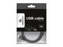 Кабель USB2.0 AM-AF 1.8м Cablexpert экран черный пакет CCP-USB2-AMAF-6