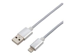 Кабель USB-Lightning 1 м, серебристая нейлоновая оплетка REXANT 18-7051