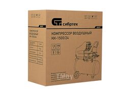 Компрессор воздушный КК-1500/24, 1,5 кВт, 198 л/мин, 24 л, прямой привод, масляный Сибртех 58037