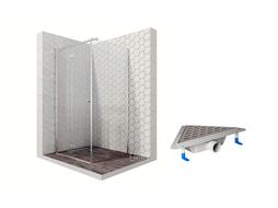 Комплект душевого ограждения с угловым трапом Ambassador Set 12011105L-ST8, 90 х 90 см