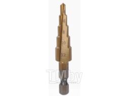 Сверло ступенчатое по металлу 4-12мм шаг 1мм HSS+TIN прямое Sturm! 1055-S412