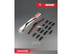 Щетка стеклоочистителя 450 мм (18), бескаркасная, Крепление: 12 в 1 FENOX WB45230
