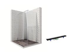 Комплект душевого ограждения с линейным трапом Ambassador Set 12011104L-PR2, 120 х 80 см (состоит из Ambassador Diamond 12011104L, Prevex EL-CLBR08N-001)