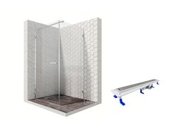 Комплект душевого ограждения с линейным трапом Ambassador Set 10011102L-ST3, 100 х 100 см (состоит из Ambassador Abner 10011102L, Styron STY-H-70)