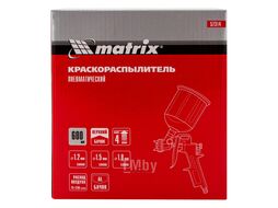 Краскораспылитель пневмат. с верхним бачком V= 0,6 л + сопла диаметром 1.2, 1.5 и 1.8 мм MATRIX 57314