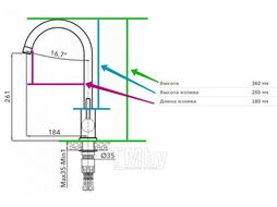 Смеситель для кухни (SUS 304) D35 AVZAR4-A304BK черный AV Engineering
