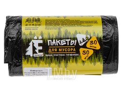 Мешки для мусора, 30 л, 50 шт, "Е-Ромашка", черные, РОМАШКА (48х57,5 см/ 5,6 мкм)