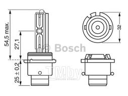 Лампа газоразрядная D2R 12V 35W P32d3 Xenon (4300K) BOSCH 1987302903