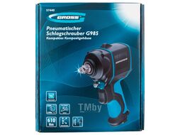 Гайковёрт пневматический ударный G985, 1/2",Twin Hammer, 610 Нм, 9000 об/мин, композитный GROSS 57440
