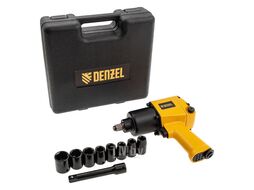 Ударный пневмогайковерт IW860+набор головок, 1/2", 7000 об/мин, 868 Нмч Denzel 57473