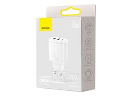 Сетевое зарядное устройство Baseus Compact Quick Charger 2U+C 30W белый CCXJ-E02