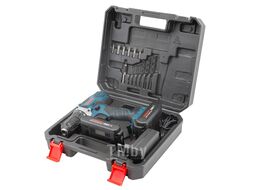 Дрель-шуруповерт аккум. 20V,25Нм,1.3Ah патрон 1-10мм(2 штLi-ionиндикатор зарядки сверло1.5,2,3,4,5,6мм.биты PH1,2 PZ1,2,SL5,6, битодержатель)в кейсе Forsage F-BT-CD12 20V