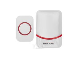 Беспроводной дверной звонок переливающийся 38 мелодий IP44 (белый/красный) REXANT