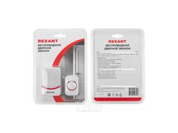 Беспроводной дверной звонок переливающийся 38 мелодий IP44 (белый/красный) REXANT