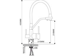Смеситель для кухни Maxonor с подключением фильтра питьевой воды и гибким изливом, серый/сатин (MN4460-5)