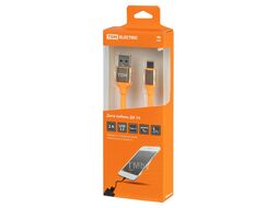 Дата-кабель, ДК 14, USB - USB Type-C, 1 м, силиконовая оплетка, оранжевый, TDM SQ1810-0314