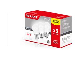 Лампа светодиодная REXANT Шарик (GL) 11.5 Вт E27 1093 Лм 6500 K холодный свет (3 шт.)