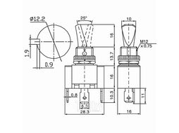 Тумблер 12V 30А (3c) ON-OFF однополюсный с синей LED подсветкой (10шт.) REXANT