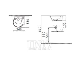 Умывальник Idevit Myra mini 33x36 с отверстием под смеситель слева (K0201-0367-001-1-000)