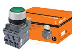 Кнопка с фиксацией MP2-21G(LED) в сборе d22мм/220В 1з+1р зеленая TDM SQ0747-0022