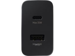 СЗУ Samsung без кабеля, двухпортовое, USB-A + USB-C 35Вт, супер быстрая зарядка, чёрное