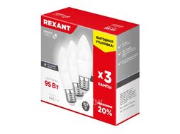 Лампа светодиодная REXANT Свеча CN 11.5 Вт E27 1093 Лм 6500 K холодный свет (3 шт.)