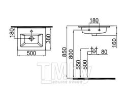 Умывальник Idevit Slim Merkur 38x50 с отверстием под смеситель (K0201-4505-001-1-0000)