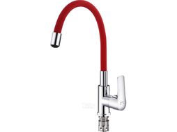 Смеситель для кухни Maxonor гибкий излив с гайкой, красный/хром (MN70112-6)
