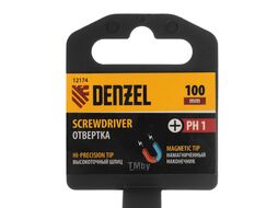 Отвертка PH1х100 мм, CrV, трехкомпонентная рукоятка Denzel 12174