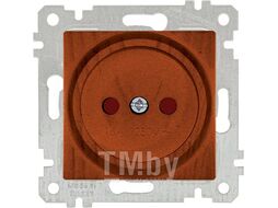 Розетка 1-ая (скрытая, без рамки, б/з, шторки) вишня, RITA, MUTLUSAN (16 A, 250 V, IP 20)