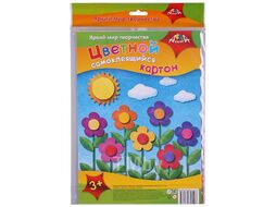 Картон цветной самоклеящийся А4 5л. 5цв. "Цветочки" упаковка ПЭТ - пакет Апплика С2456-03