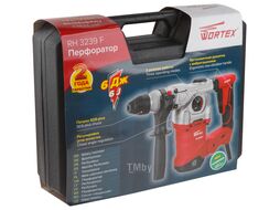 Перфоратор WORTEX RH 3239 F в чем. + (2 зубила, 3 сверла) (1500 Вт, 6.0 Дж, 3 реж., патрон SDS-plus, вес 5.4 кг)