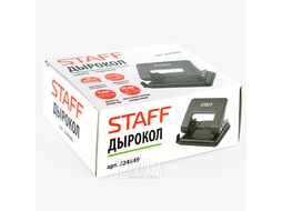 Дырокол 20л металлический черный с линейкой Staff 224649