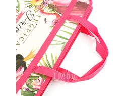 Папка детская с ручками А4 пласт. с рисунком на молнии Фламинго и принцесса
